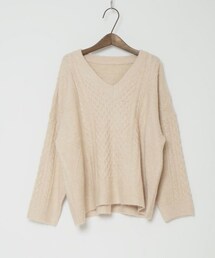 Crisp | Vネックケーブルニット(ニット/セーター)