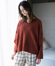 Crisp | Vネックケーブルニット(ニット/セーター)