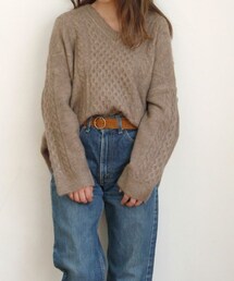 Crisp | Vネックケーブルニット(ニット/セーター)