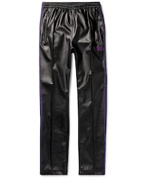 Needles | Needles Logo-Embroidered Webbing-Trimmed Faux Leather Track Pants(その他パンツ)