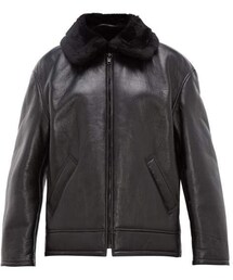 Balenciaga - Faux Shearling Lined Leather Aviator Jacket - Womens - Black
