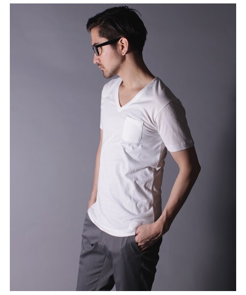 AZ by junhashimoto（エーゼイ バイ ジュンハシモト）の「T/C/R VネックポケットTEE S/S【T-107】（その他・メンズ・イエロー/ブルー/ミッドナイト/ホワイト・S/M/L）」の5枚目の写真