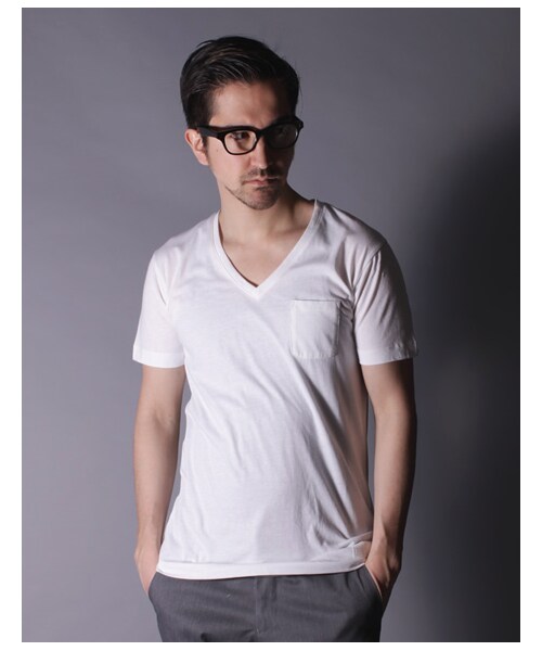 AZ by junhashimoto（エーゼイ バイ ジュンハシモト）の「T/C/R VネックポケットTEE S/S【T-107】（その他・メンズ・イエロー/ブルー/ミッドナイト/ホワイト・S/M/L）」の2枚目の写真