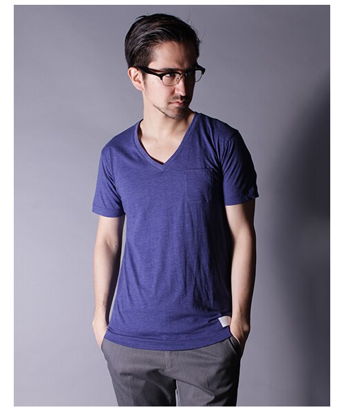 AZ by junhashimoto（エーゼイ バイ ジュンハシモト）の「T/C/R VネックポケットTEE S/S【T-107】（その他・メンズ・イエロー/ブルー/ミッドナイト/ホワイト・S/M/L）」の4枚目の写真