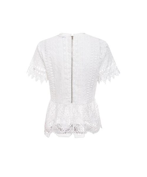 no brand（ノーブランド）の「ペプラム トップス ブラウス レース 半袖 