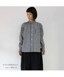 TIGRE BROCANTE | Tigre Brocante ティグルブロカンテ　Indigoギンガムチェックスタンドカラーシャツ　#インディゴ　【送料無料】(シャツ/ブラウス)