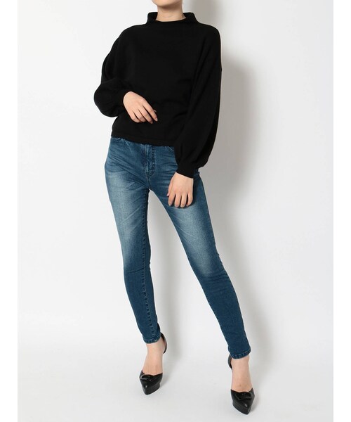 RESEXXY（リゼクシー）の「裏起毛デニムスキニーパンツ（デニムパンツ・インディゴ/ブラック・S/M/XS）」の9枚目の写真