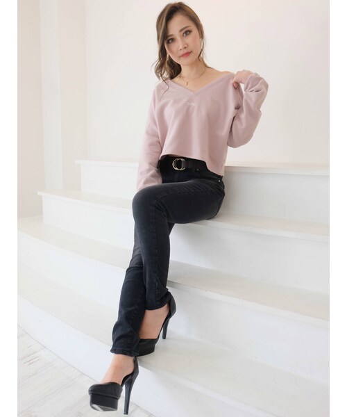 RESEXXY（リゼクシー）の「裏起毛デニムスキニーパンツ（デニムパンツ・インディゴ/ブラック・S/M/XS）」の6枚目の写真