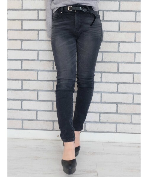 RESEXXY（リゼクシー）の「裏起毛デニムスキニーパンツ（デニムパンツ・インディゴ/ブラック・S/M/XS）」の3枚目の写真