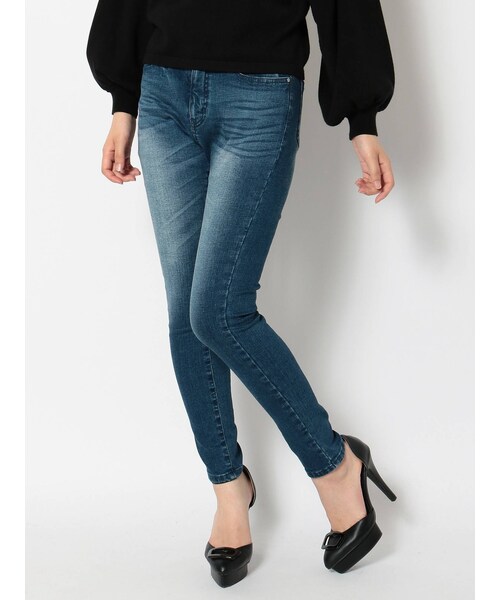 RESEXXY（リゼクシー）の「裏起毛デニムスキニーパンツ（デニムパンツ・インディゴ/ブラック・S/M/XS）」の4枚目の写真