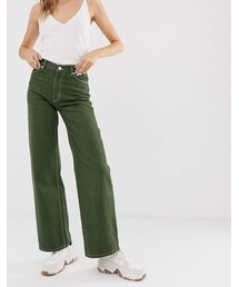 Monki Yoko wide leg jeans with organic cotton in khaki