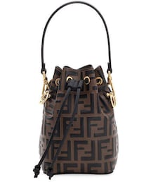 Fendi Mon Tresor FF-Embossed Leather Bucket Bag