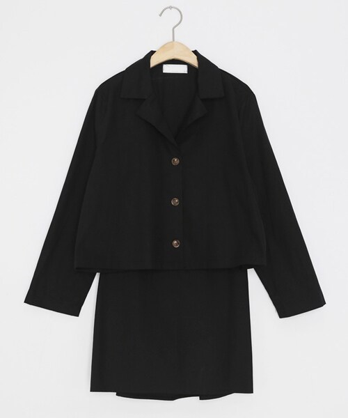 DHOLIC（ディーホリック）の「コットン開襟ジャケット&ミニスカートSET（その他アウター・レディース・レッド/ブラック/オレンジ・FREE）」の2枚目の写真