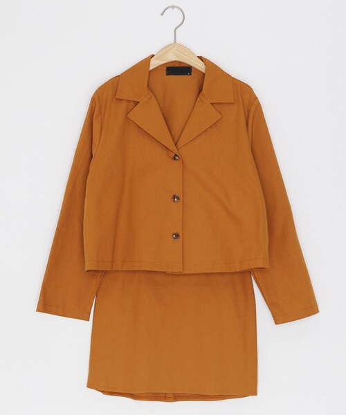 DHOLIC（ディーホリック）の「コットン開襟ジャケット&ミニスカートSET（その他アウター・レディース・レッド/ブラック/オレンジ・FREE）」の3枚目の写真