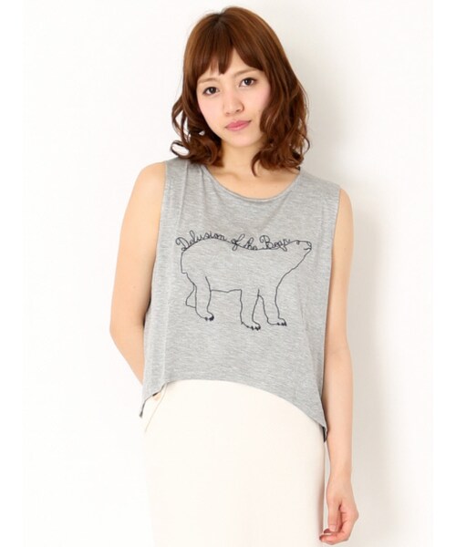 NOMINE（ノミネ）の「シロクマ刺繍タンク（トップス・レディース・white/gray・F）」の2枚目の写真