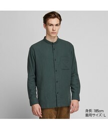 UNIQLO | オーバーサイズフランネルスタンドカラーシャツ（長袖）(シャツ/ブラウス)