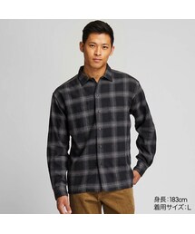 UNIQLO | オーバーサイズフランネルオープンカラーシャツ（長袖）(シャツ/ブラウス)