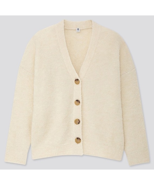 UNIQLO（ユニクロ）の「GIRLS ブークレカーディガン（長袖）（ニット/セーター・キッズ・GRAY 03/BLACK 09/OFF WHITE 01/PINK 11・110/130/120/100/160/150/140）」の2枚目の写真