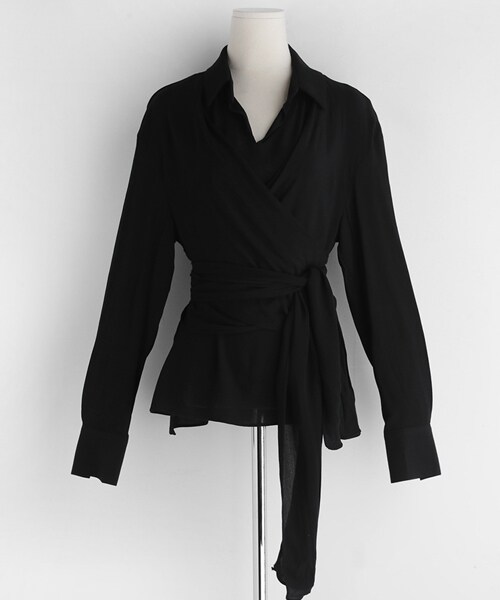 DHOLIC（ディーホリック）の「ラップカラーブラウス（シャツ/ブラウス・レディース・ホワイト/ブラック/ベージュ・FREE）」の2枚目の写真