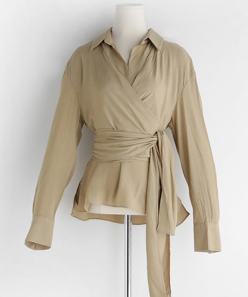 DHOLIC（ディーホリック）の「ラップカラーブラウス（シャツ/ブラウス・レディース・ホワイト/ブラック/ベージュ・FREE）」の3枚目の写真