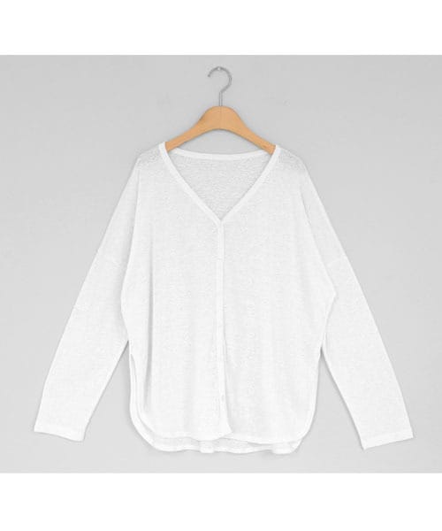 DHOLIC(ディーホリック)の「スリットVネックカーディガン(カーディガン/ボレロ・レディース・ホワイト/グレー/ブラウン/ブラック/ピンク・FREE)」の1枚目の写真