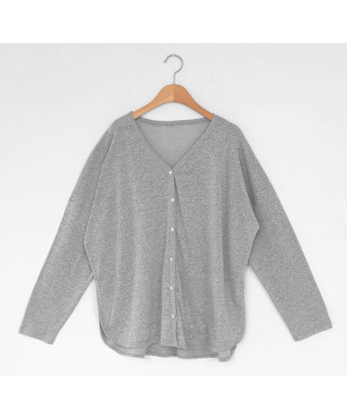 DHOLIC(ディーホリック)の「スリットVネックカーディガン(カーディガン/ボレロ・レディース・ホワイト/グレー/ブラウン/ブラック/ピンク・FREE)」の3枚目の写真