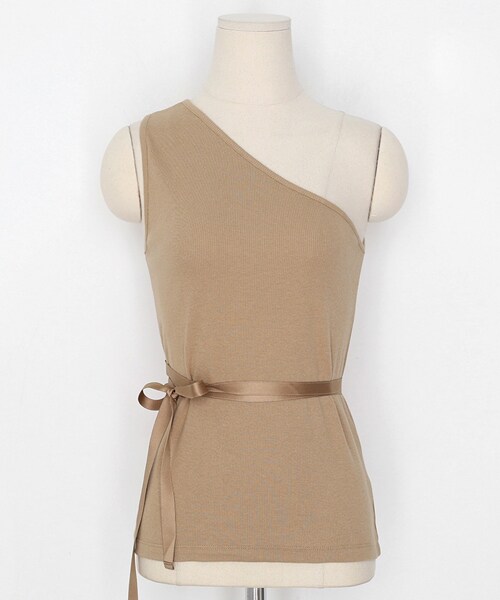 DHOLIC（ディーホリック）の「リボンワンショルスリーブレス（タンクトップ・レディース・ブラック/ベージュ/イエロー・FREE）」の2枚目の写真