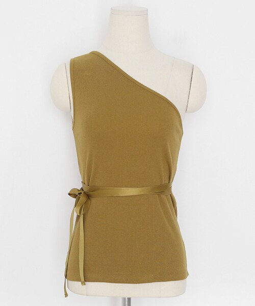 DHOLIC（ディーホリック）の「リボンワンショルスリーブレス（タンクトップ・レディース・ブラック/ベージュ/イエロー・FREE）」の3枚目の写真