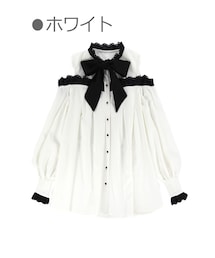 Bobon21 | バイカラー肩開きチュニックブラウス-全１色-(シャツ/ブラウス)