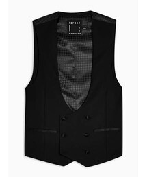 Topman Mens Black Double Breasted Suit Waistcoat