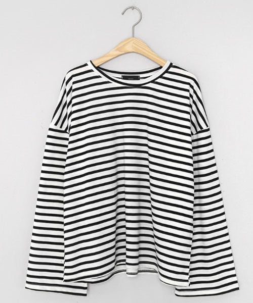 DHOLIC(ディーホリック)の「ボーダールーズTシャツ(Tシャツ/カットソー・レディース・グレー/その他/ブラック/ブラウン・FREE)」の2枚目の写真
