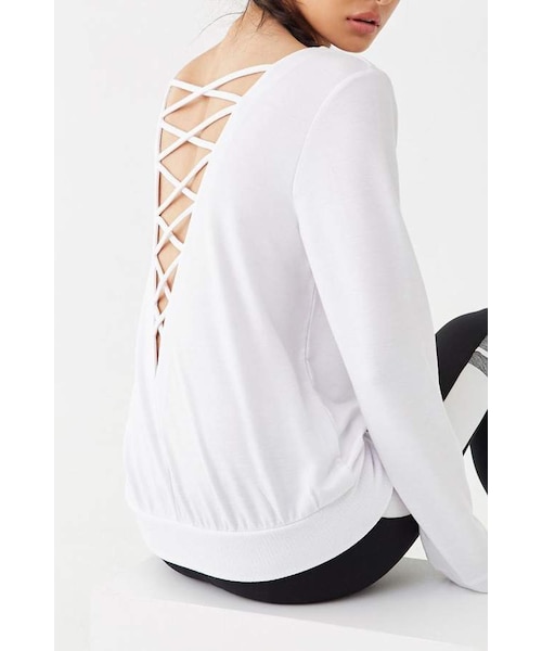 FOREVER 21(フォーエバー トゥエンティーワン)の「Forever 21 Active Crisscross-Back Top(Tシャツ/カットソー・レディース・Black/White/Pink・X-small/Small/Medium/Large)」の2枚目の写真