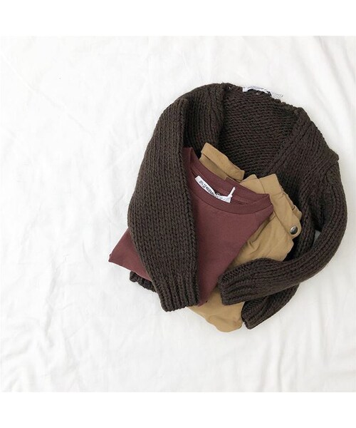 cache cache（カシュ カシュ）の「MINGO.   cardigan(bitter chocolate)（カーディガン/ボレロ・キッズ・その他）」の2枚目の写真