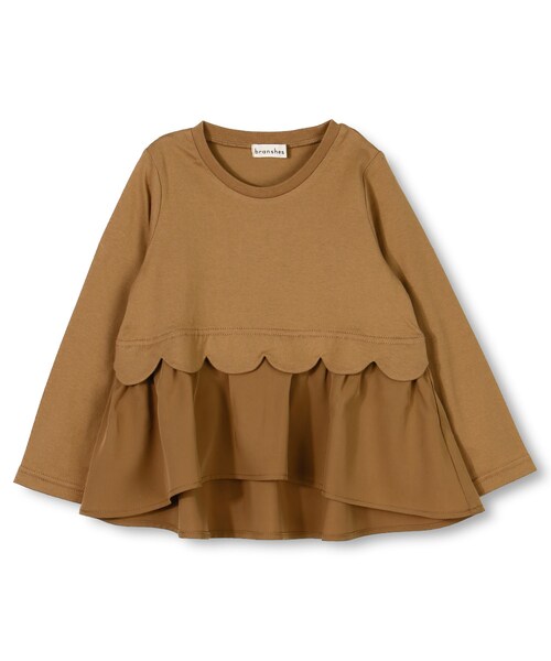 BRANSHES（ブランシェス）の「ペプラム切り替え長袖Tシャツ（Tシャツ/カットソー・キッズ・キャメル/ピンク・80cm～150cm）」の2枚目の写真