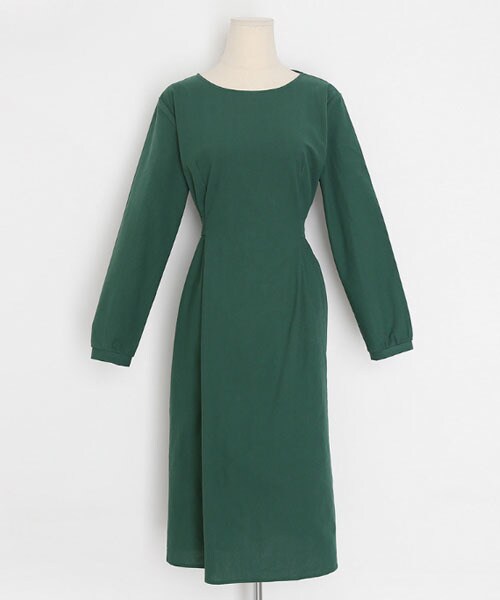 DHOLIC(ディーホリック)の「ウエストリボンワンピース(ワンピース・レディース・レッド/グリーン/ベージュ/イエロー・FREE)」の3枚目の写真