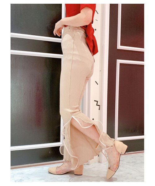 lilLilly(リルリリー)の「リブフリルパンツ(パンツ・レディース・WHITE/BEIGE/PINK/PURPLE/BLUE/BLK×WHT/BLK×RED・FREE)」の14枚目の写真