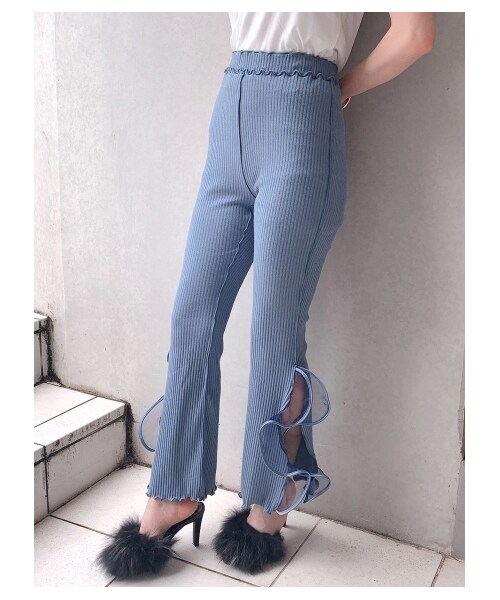 lilLilly(リルリリー)の「リブフリルパンツ(パンツ・レディース・WHITE/BEIGE/PINK/PURPLE/BLUE/BLK×WHT/BLK×RED・FREE)」の8枚目の写真