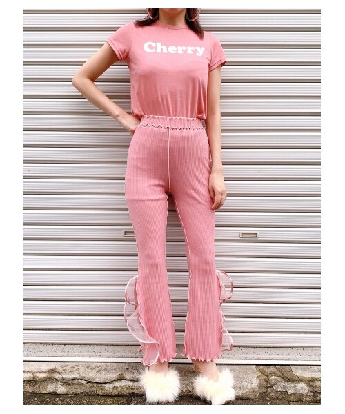lilLilly(リルリリー)の「リブフリルパンツ(パンツ・レディース・WHITE/BEIGE/PINK/PURPLE/BLUE/BLK×WHT/BLK×RED・FREE)」の12枚目の写真