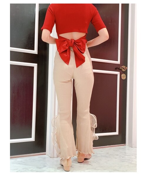 lilLilly(リルリリー)の「リブフリルパンツ(パンツ・レディース・WHITE/BEIGE/PINK/PURPLE/BLUE/BLK×WHT/BLK×RED・FREE)」の13枚目の写真