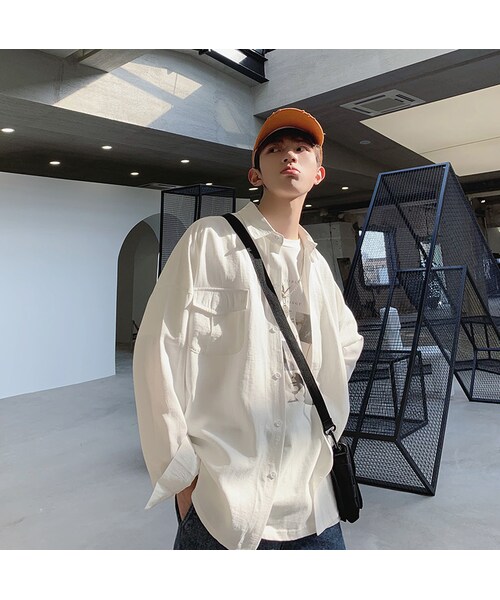 no brand（ノーブランド）の「韓国ファッション ビッグシルエット メンズ 長袖 白シャツ オックスフォード（シャツ/ブラウス・メンズ・その他）」の3枚目の写真