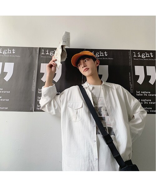 no brand（ノーブランド）の「韓国ファッション ビッグシルエット メンズ 長袖 白シャツ オックスフォード（シャツ/ブラウス・メンズ・その他）」の2枚目の写真