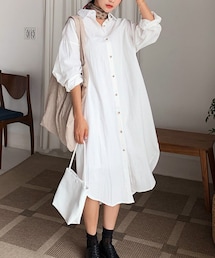 DHOLIC | ラウンドヘムシャツワンピース(シャツワンピース)