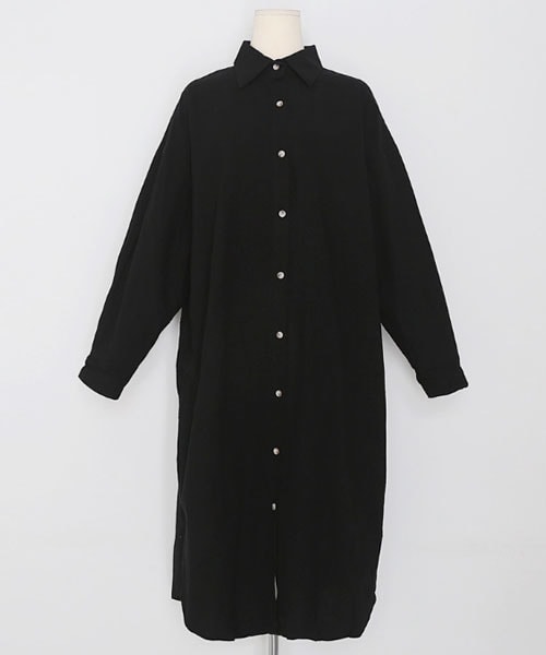 DHOLIC（ディーホリック）の「ラウンドヘムシャツワンピース（シャツワンピース・レディース・ホワイト/ブラック/ベージュ・FREE）」の2枚目の写真