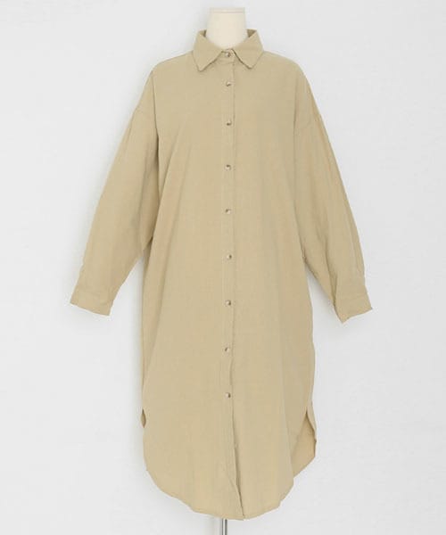 DHOLIC（ディーホリック）の「ラウンドヘムシャツワンピース（シャツワンピース・レディース・ホワイト/ブラック/ベージュ・FREE）」の3枚目の写真