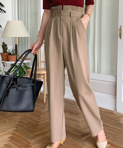 DHOLIC（ディーホリック）の「タックウエストスラックス（スラックス・レディース・パープル/ブラック/ベージュ・FREE）」の3枚目の写真