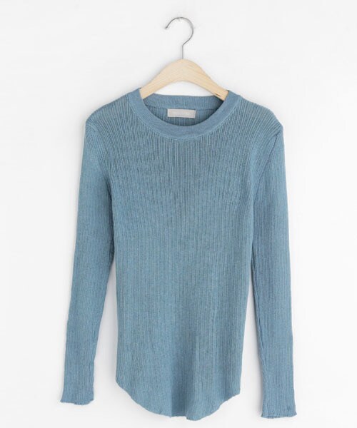 DHOLIC（ディーホリック）の「ラウンドヘムリブニット（ニット/セーター・レディース・ホワイト/グリーン/ブルー/ブラウン/ブラック/ベージュ・FREE）」の6枚目の写真