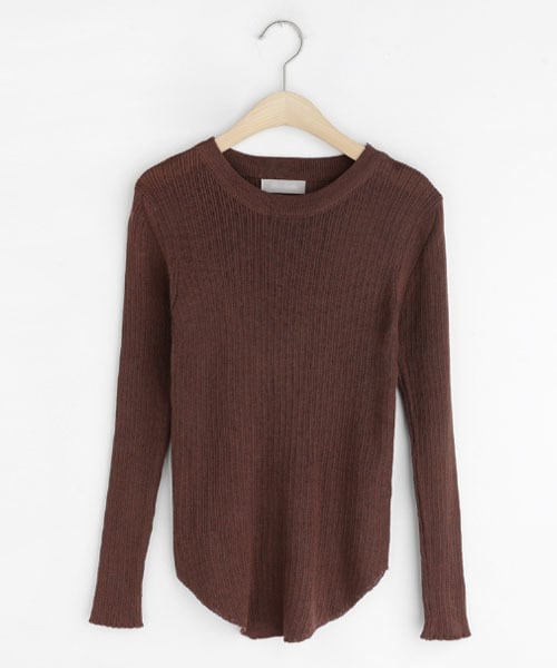 DHOLIC（ディーホリック）の「ラウンドヘムリブニット（ニット/セーター・レディース・ホワイト/グリーン/ブルー/ブラウン/ブラック/ベージュ・FREE）」の3枚目の写真