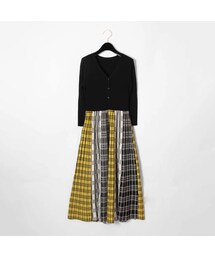 GRACE CONTINENTAL | GRACE CONTINENTAL　チェックプリーツニットワンピース(ワンピース)