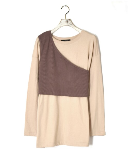 w closet(ダブルクローゼット)の「ワンショルビスチェ付ロンTee(トップス・レディース・グレージュ/モカ/スミクロ・FREE)」の3枚目の写真