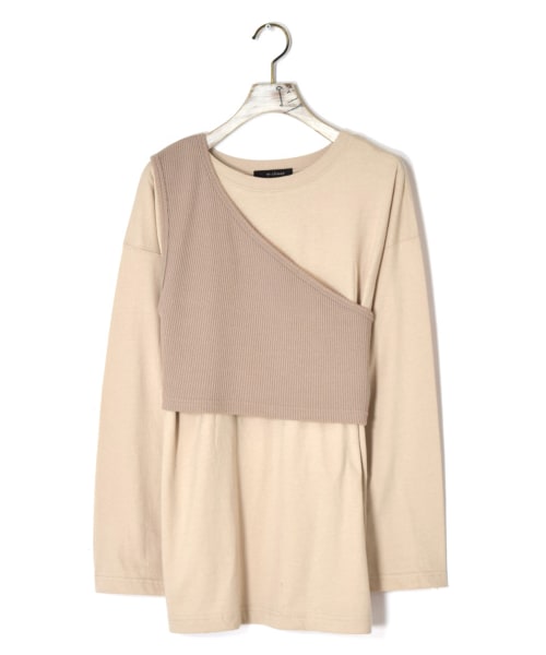 w closet(ダブルクローゼット)の「ワンショルビスチェ付ロンTee(トップス・レディース・グレージュ/モカ/スミクロ・FREE)」の2枚目の写真